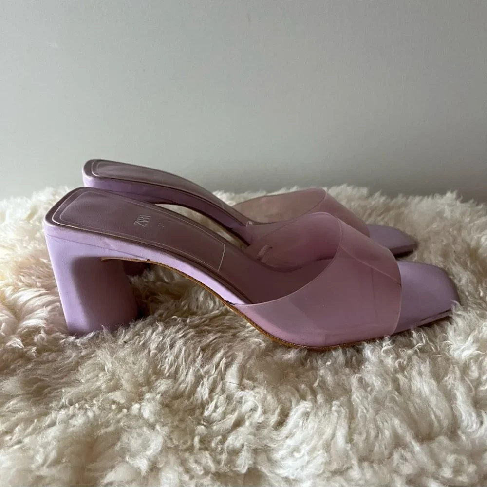 Zara Purple Jelly Vinyl Chunky  Barbie Heels - Picture 5 of 8